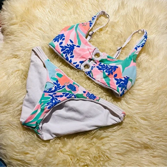 Maaji Serenity tropical bikini set S/M reversible white swimsuit set - Picture 3 of 14